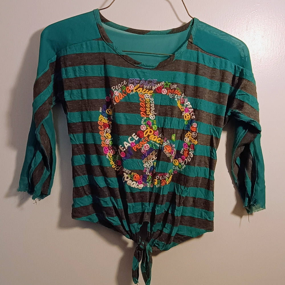 Extremely Me Striped Teal and Gray Top